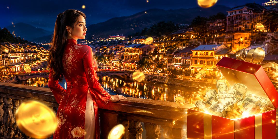 Người dùng tại Sa Pa sử dụng ứng dụng casino trên điện thoại với áo dài